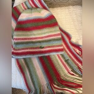Lacoste Striped Knit Beanie and Scarf Set NWOT